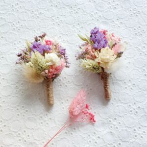 Boutonnières en fleurs séchées Sœurettes