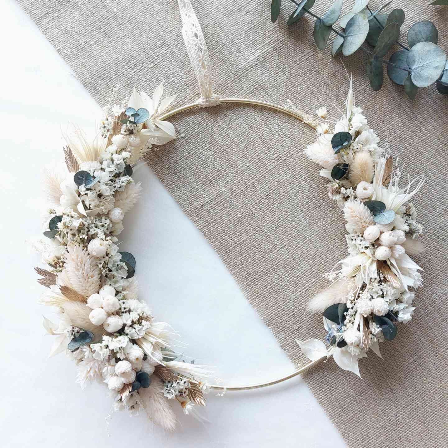 Couronne de fleurs séchées Sœurettes