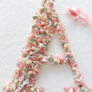 Lettre A de 40 cm en fleurs séchées par Sœurettes