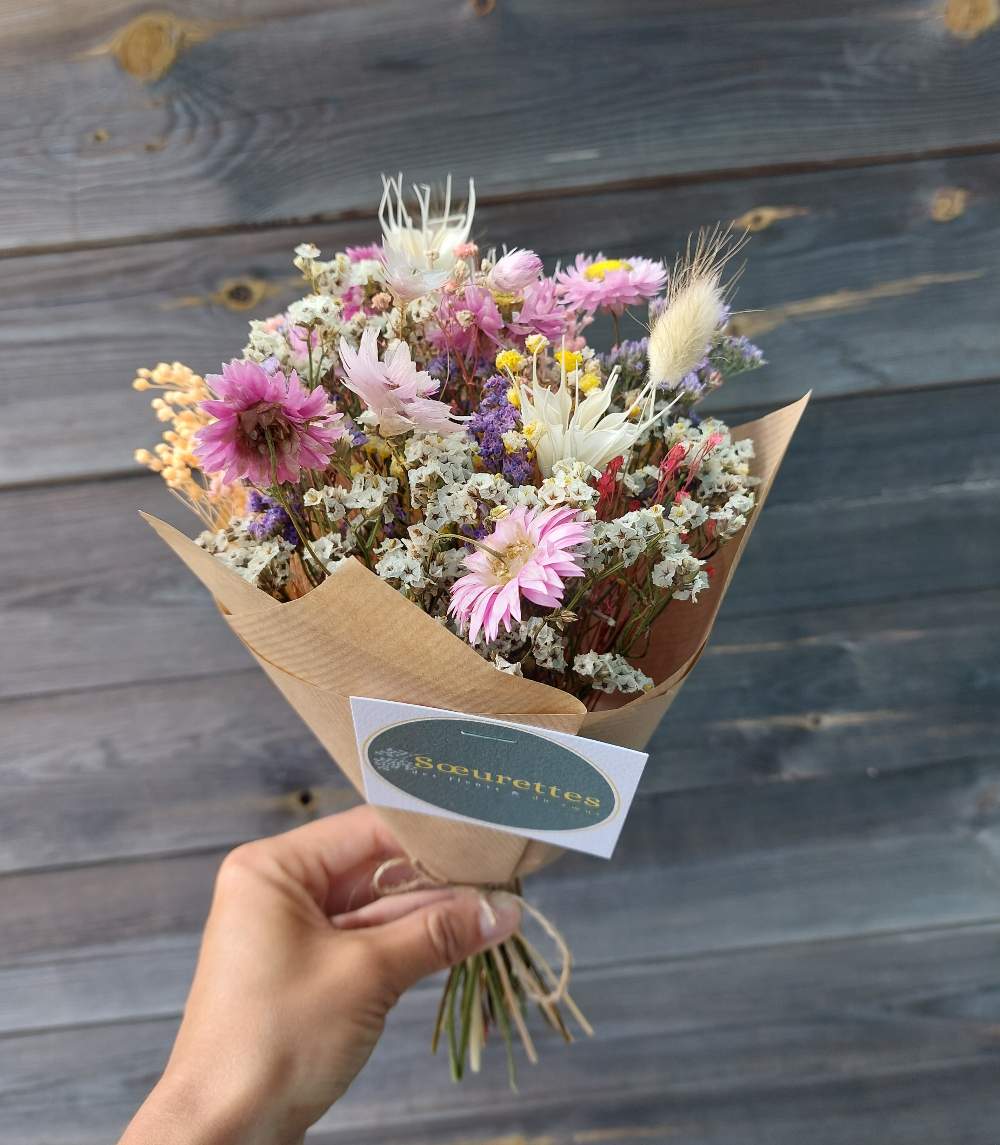 Bouquet de fleurs séchées S, réalisé par Sœurettes, atelier de création à Pacé Bouquet de fleurs séchées S, réalisé par Sœurettes, atelier de création à Pacé