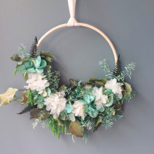 Couronne de fleurs séchées et stabilisées Jade