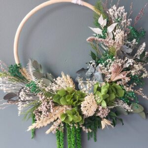 Couronne de fleurs séchées et stabilisées Sève